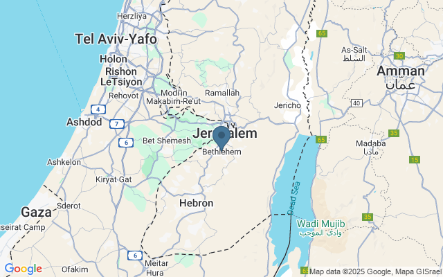 Kaart met locatie Bethlehem